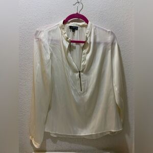 The Limited Zipper Front Off White Long Sleeve Shirt  NWOT